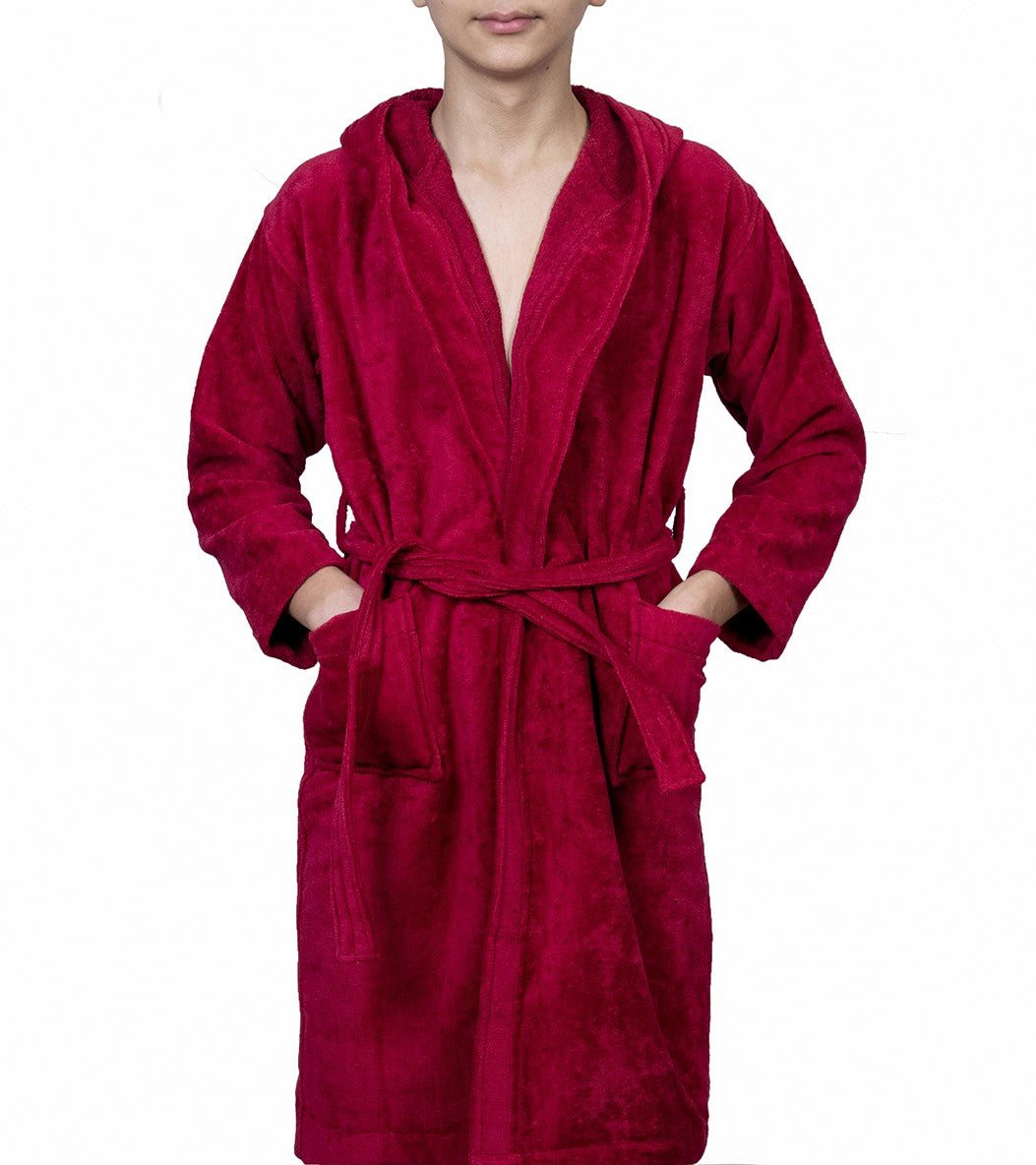 Adults Terry Velour Bathrobe in Rouge