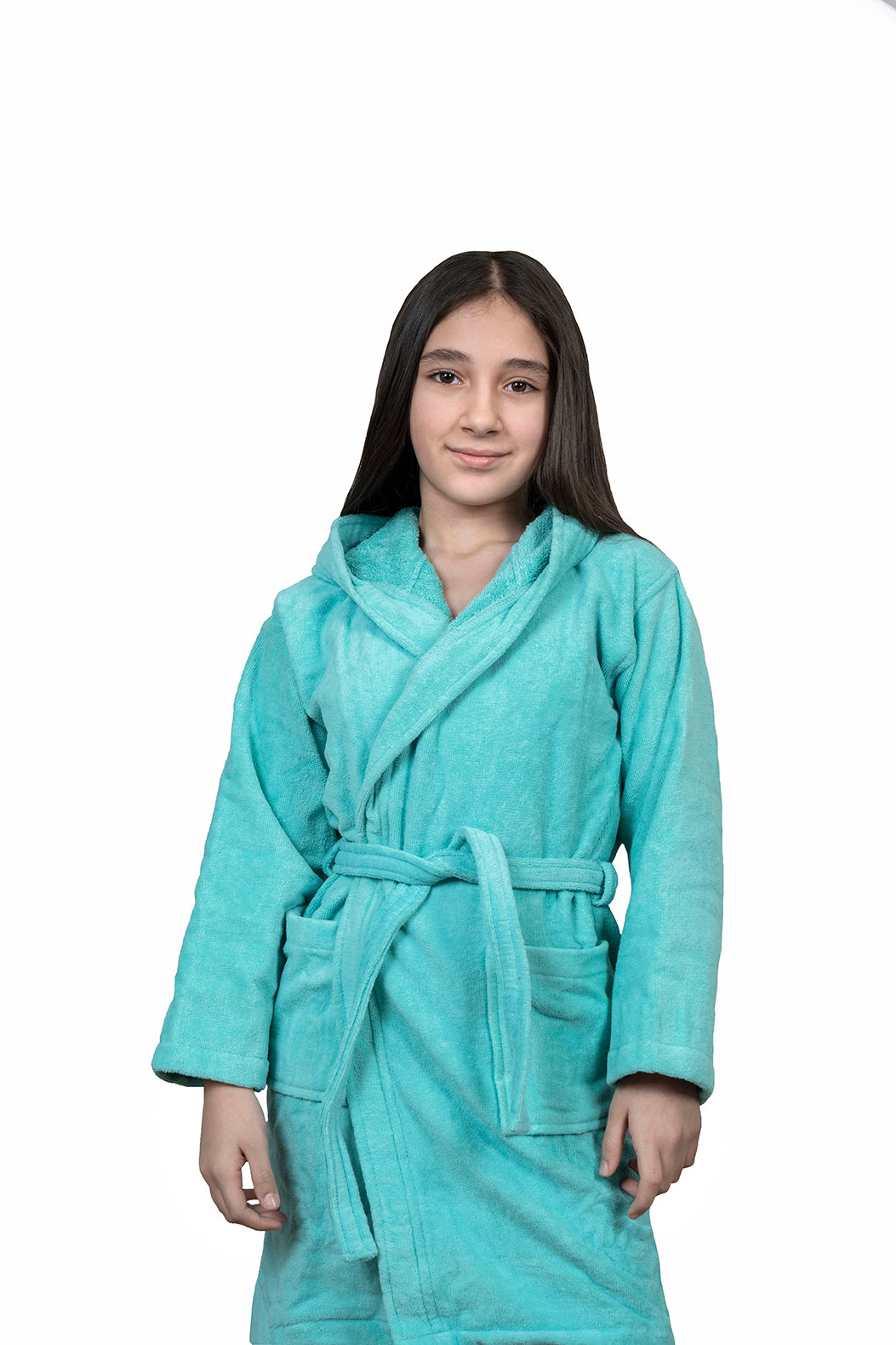 Kids Velour Bathrobe in Minty