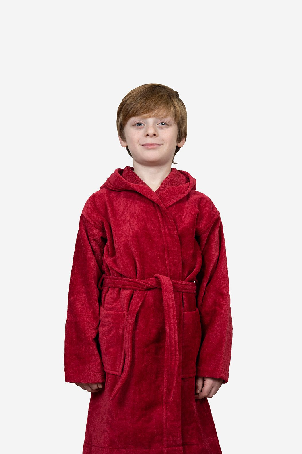 Kids Velour Bathrobe in Strawberry