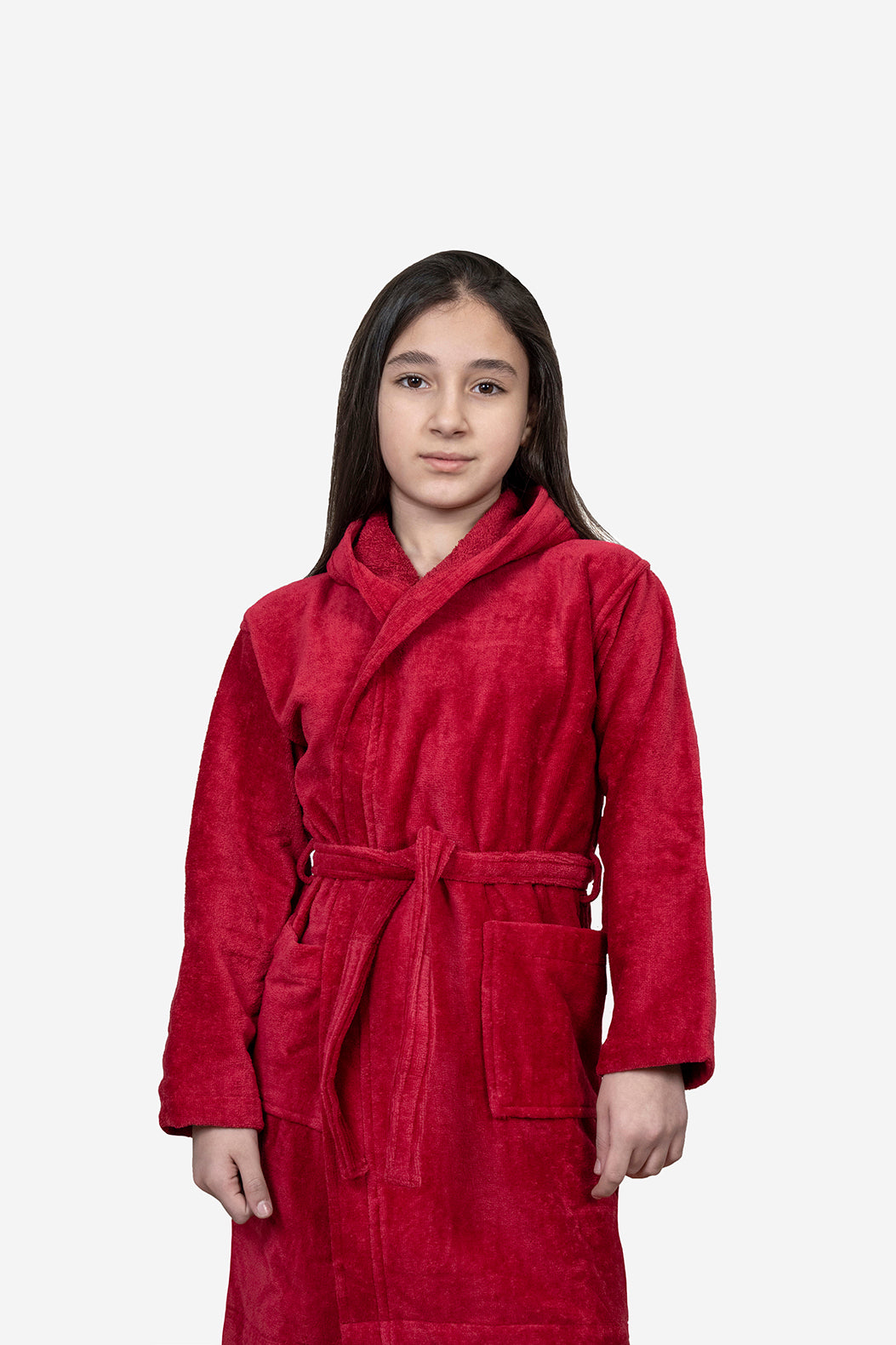 Kids Velour Bathrobe in Strawberry
