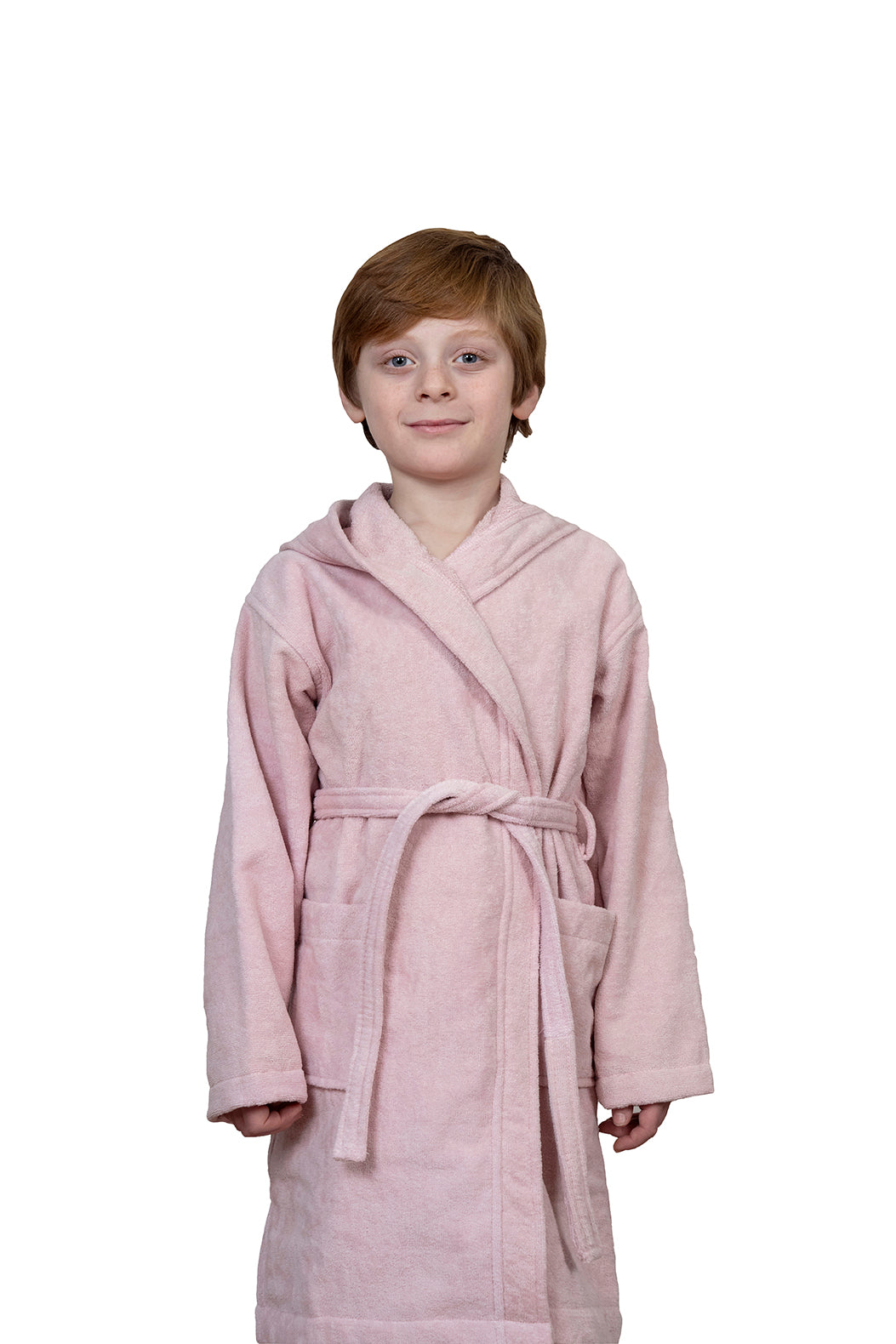 Kids Velour Bathrobe in Rosy