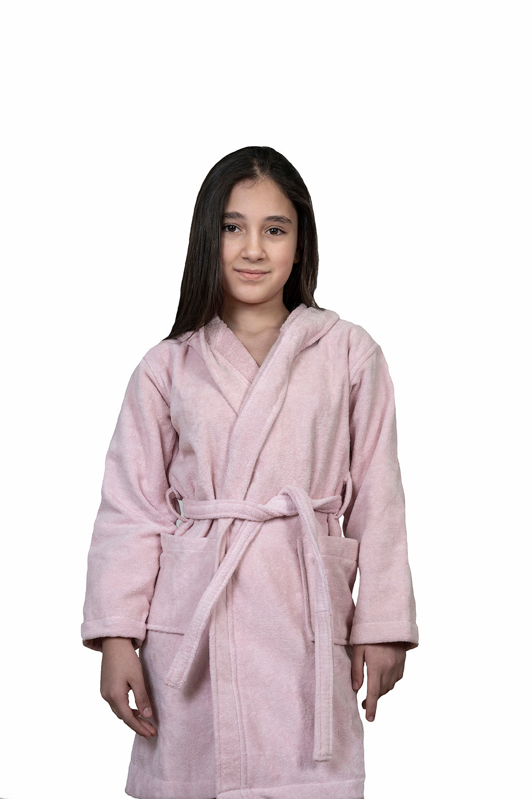 Kids Velour Bathrobe in Rosy