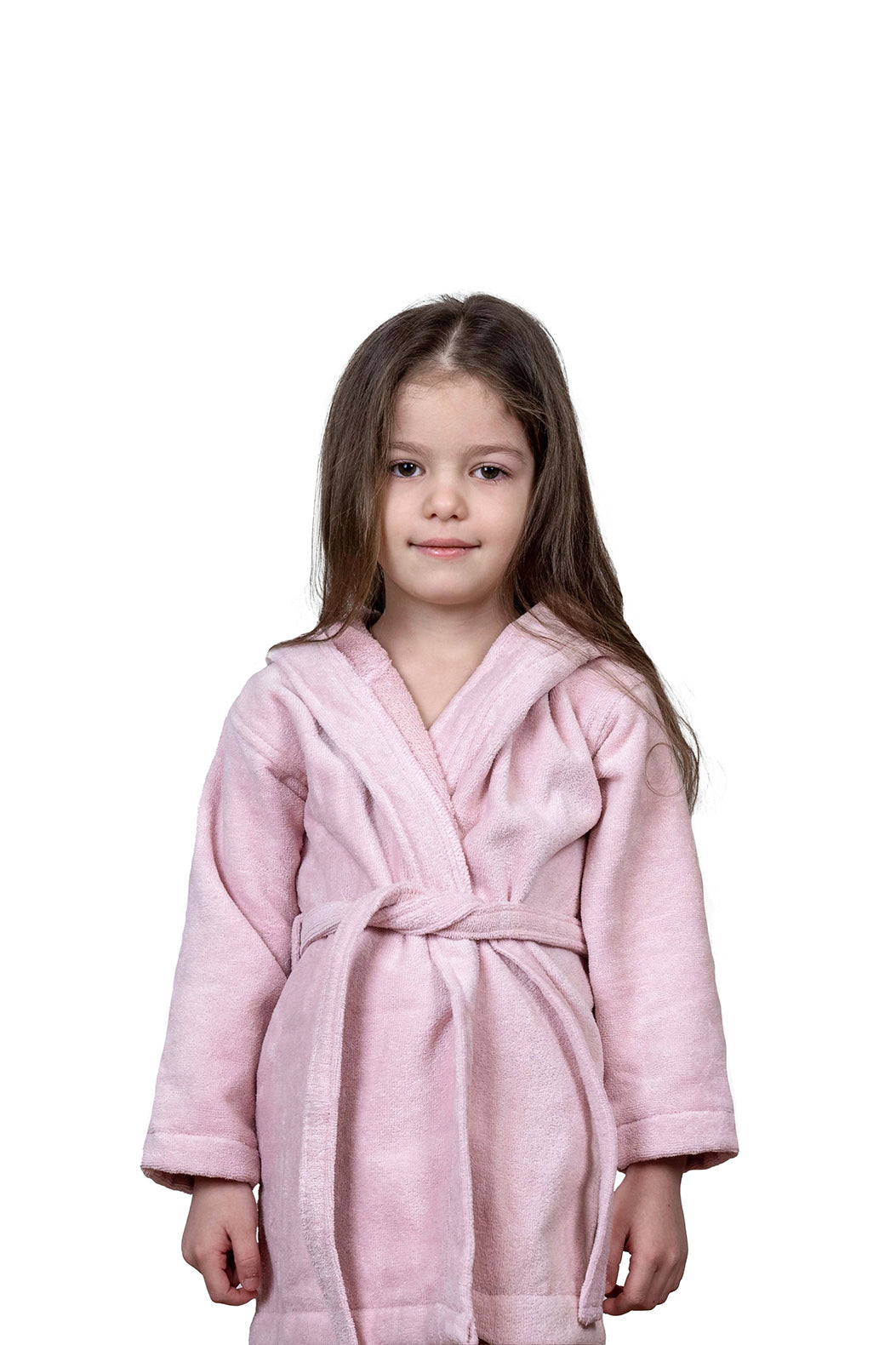 Kids Velour Bathrobe in Rosy
