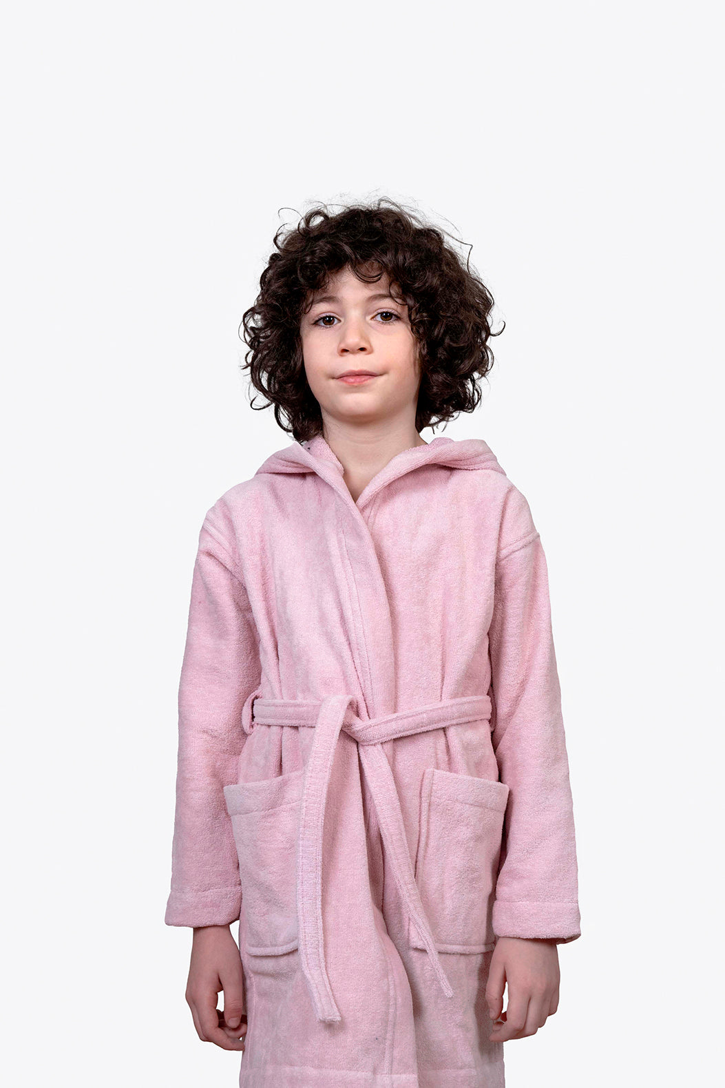 Kids Velour Bathrobe in Rosy