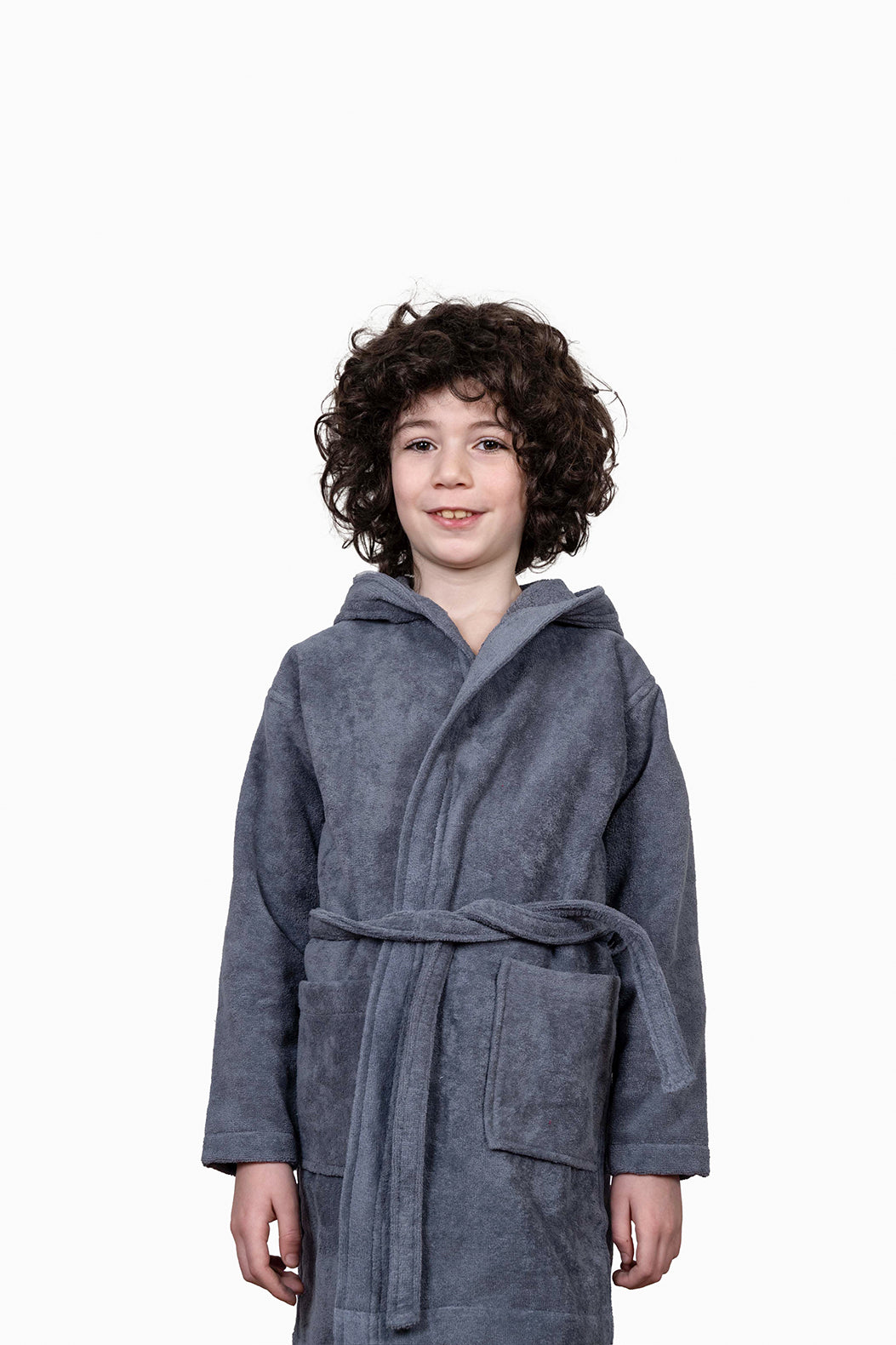 Kids Velour Bathrobe in Smoky Bullet
