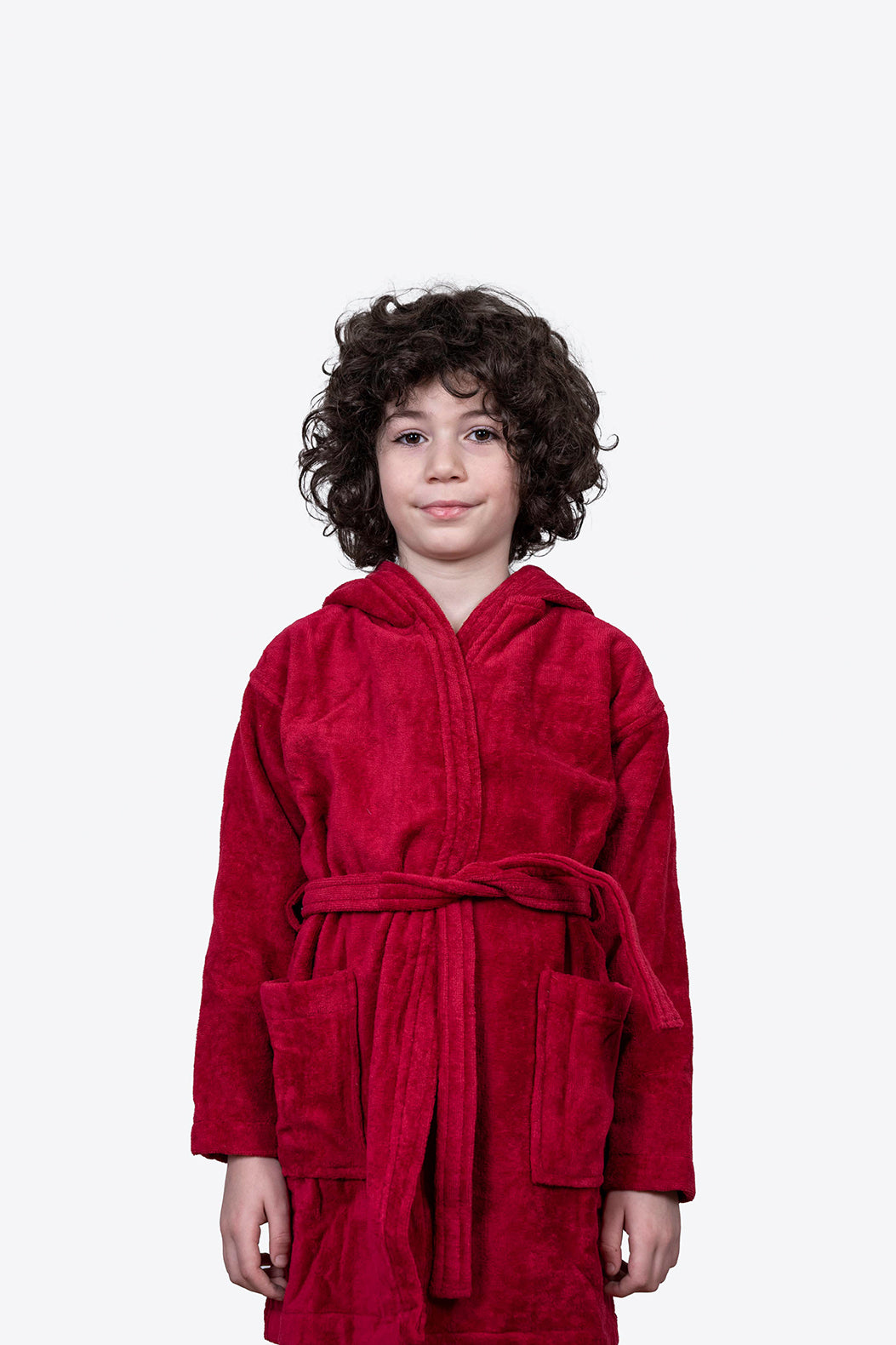 Kids Velour Bathrobe in Strawberry