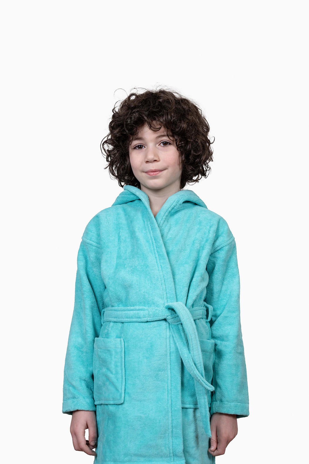 Kids Velour Bathrobe in Minty