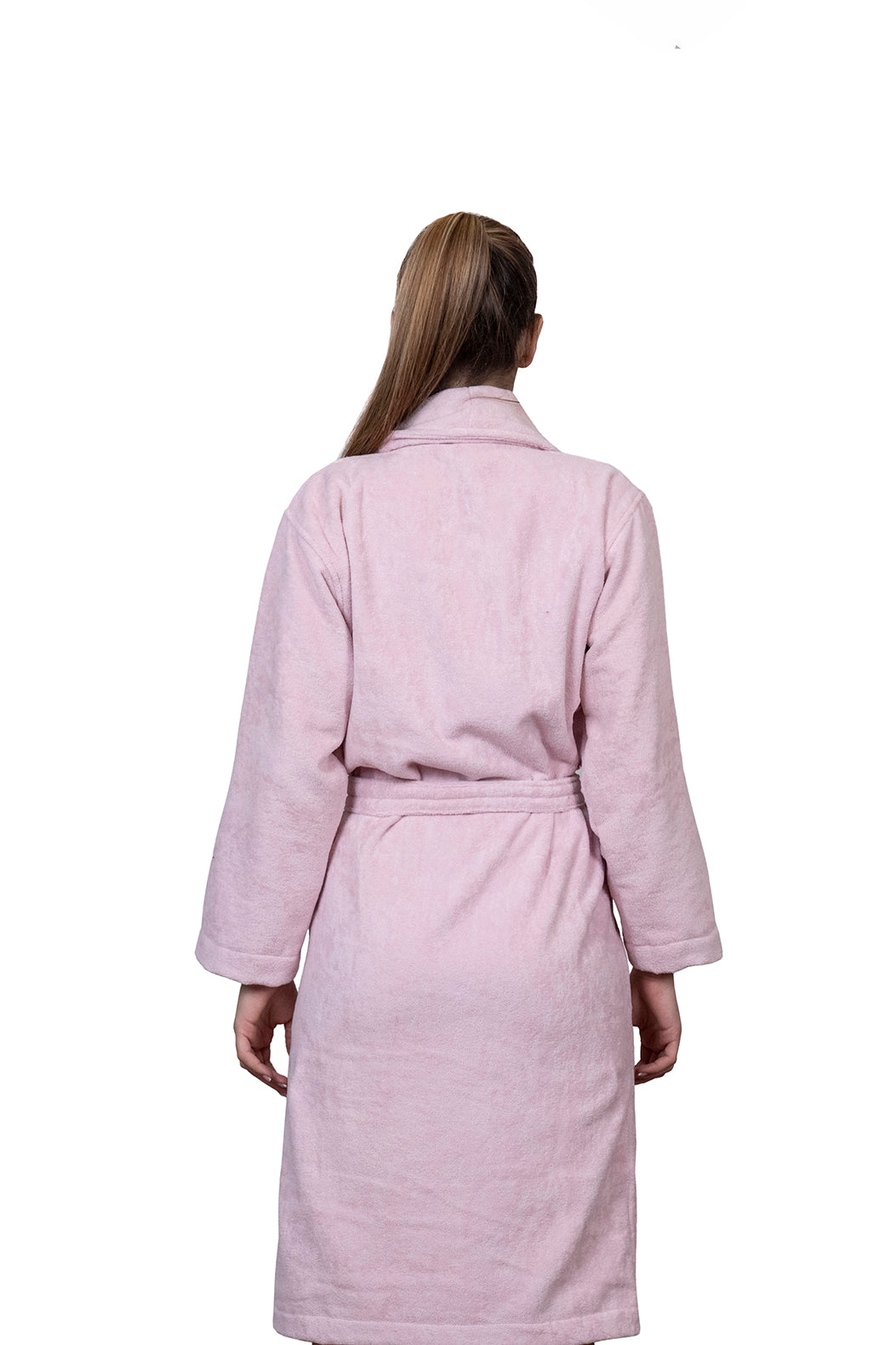 Adults Terry Velour Bathrobe in Rose Petal
