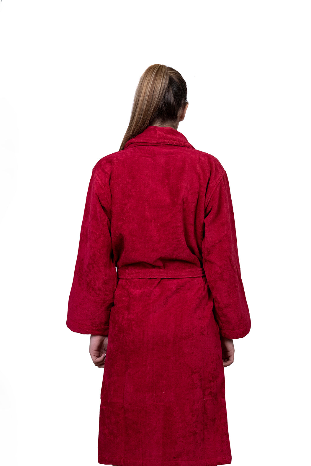 Adults Terry Velour Bathrobe in Rouge