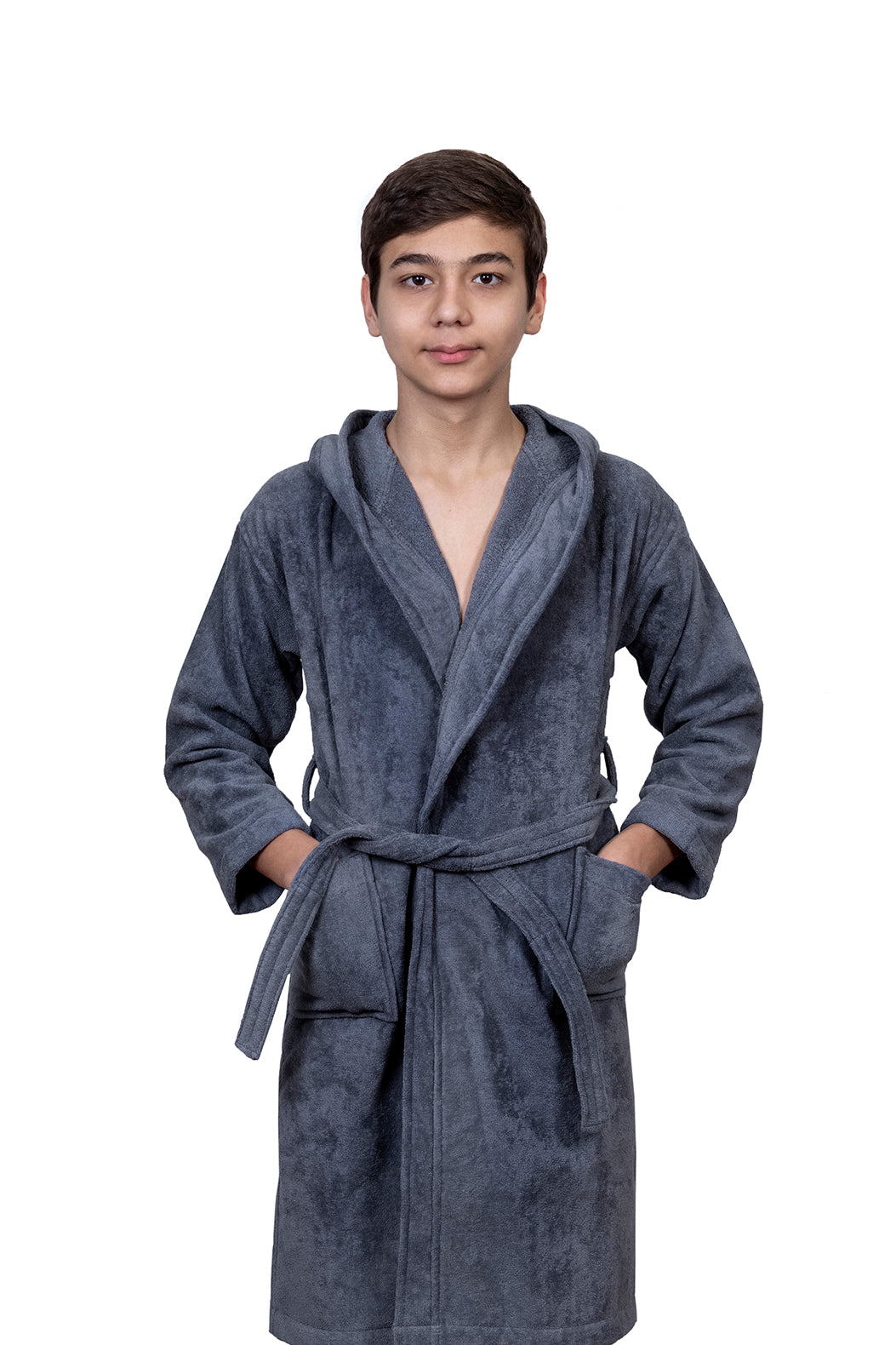 Kids Velour Bathrobe in Smoky Bullet