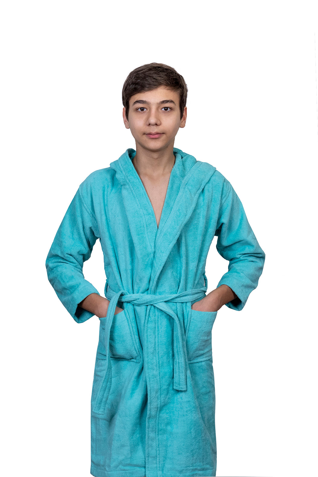 Kids Velour Bathrobe in Minty