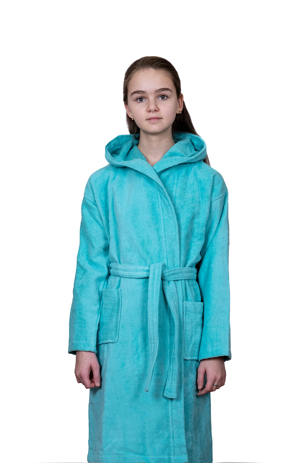 Kids Velour Bathrobe in Minty