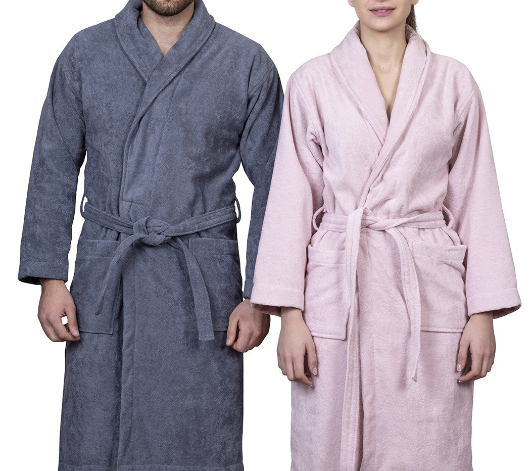 Adults Terry Velour Bathrobe in Rose Petal