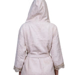 Adults Bathrobe with Lace Detail in Bone