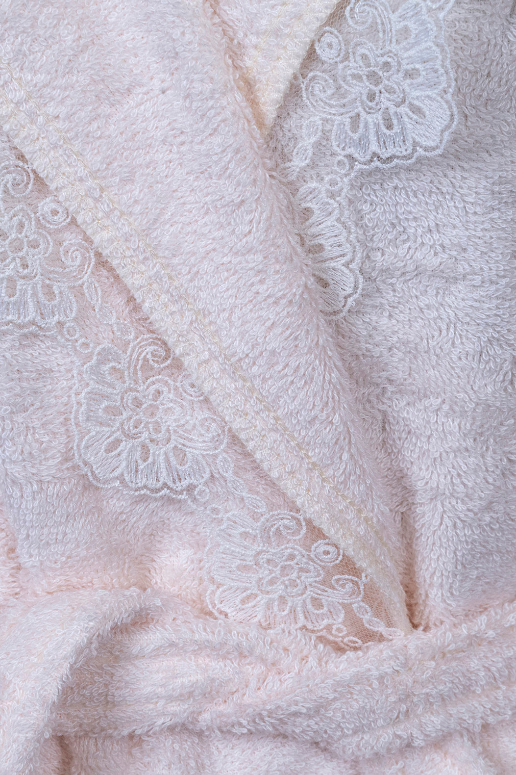 Adults Bathrobe with Lace Detail in Sugar