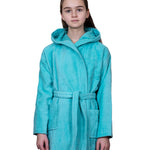 Kids Velour Bathrobe in Minty
